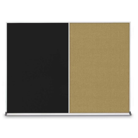 United Visual Products Triple Door Radius Corkboard, 96"X48", B UV8006-BLACK-SURF